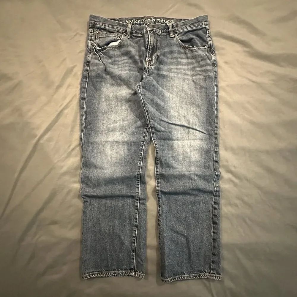 American Eagle Slim Straight Jeans Mens 36x30 Blue Denim Cotton Y2K Classic